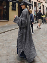 Gray Loose Knitting Long Cardigan Outwear